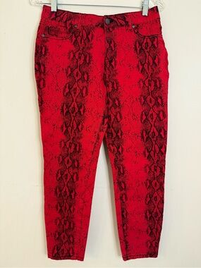 d. jeans red & black snake skin pattern retro 80s ankle length jeans SZ 6P